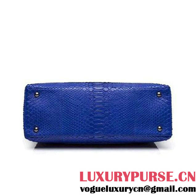 Chanel A93279 Python and Lambskin Flap Bag With Handle Royal Blue Pre-SS 2016 (XY-6041237 )