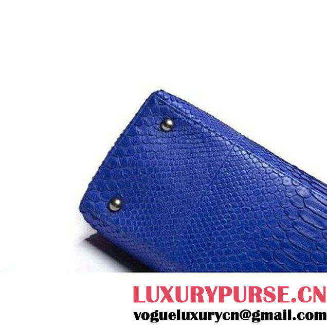 Chanel A93279 Python and Lambskin Flap Bag With Handle Royal Blue Pre-SS 2016 (XY-6041237 )