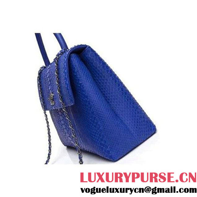 Chanel A93279 Python and Lambskin Flap Bag With Handle Royal Blue Pre-SS 2016 (XY-6041237 )