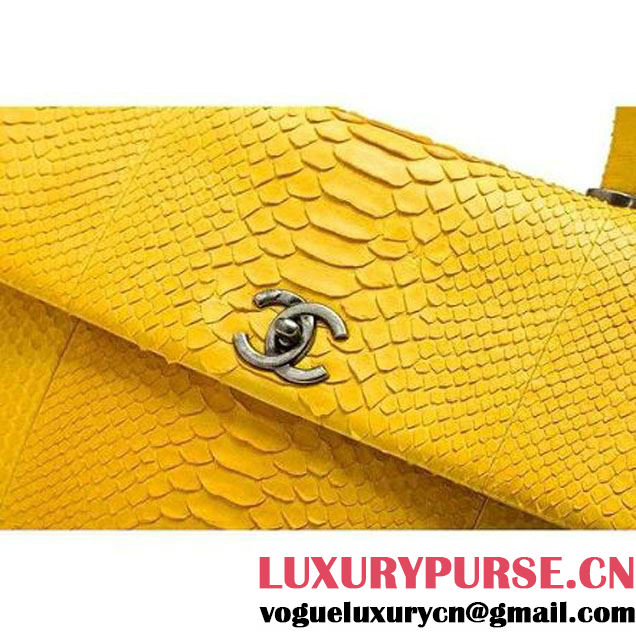 Chanel A93279 Python and Lambskin Flap Bag With Handle Ginger Pre-SS 2016 (XY-6041238 )