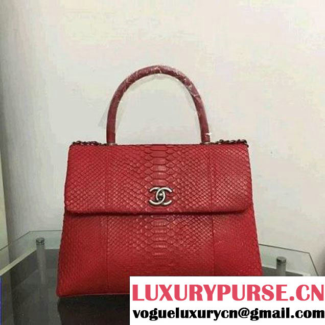 Chanel A93279 Python and Lambskin Flap Bag With Handle Red Pre-SS 2016 (XY-6041239 )