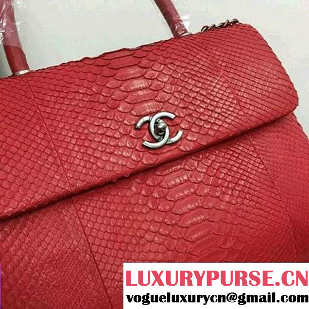 Chanel A93279 Python and Lambskin Flap Bag With Handle Red Pre-SS 2016 (XY-6041239 )