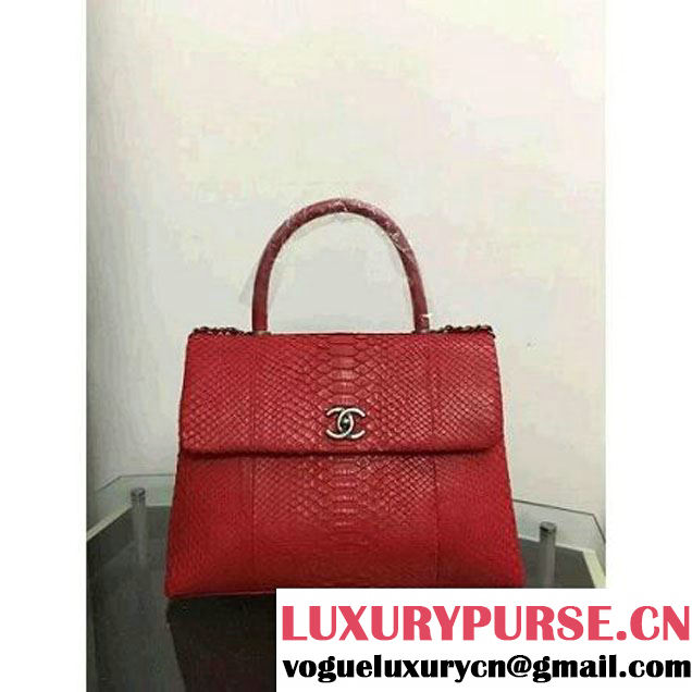 Chanel A93279 Python and Lambskin Flap Bag With Handle Red Pre-SS 2016 (XY-6041239 )