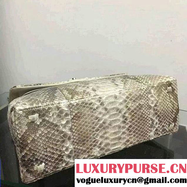 Chanel A93279 Python and Lambskin Flap Bag With Handle Silver/Gold Pre-SS 2016 (XY-6041240 )