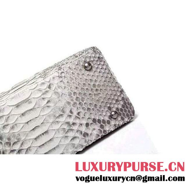 Chanel A93050 Small Python and Lambskin Flap Bag With Handle Grey/White Pre-SS 2016  (XY-6041242 )