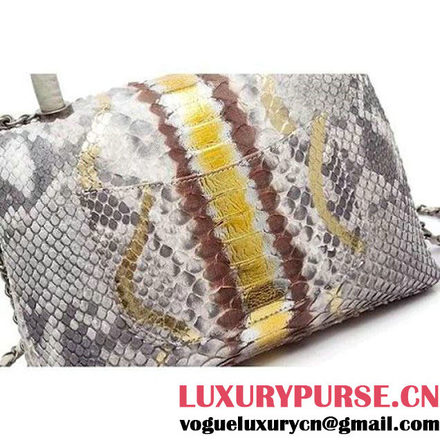 Chanel A93050 Small Python and Lambskin Flap Bag With Handle Grey/Gold Pre-SS 2016  (XY-6041241 )