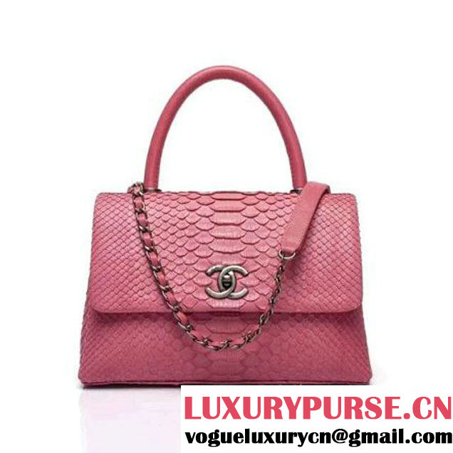 Chanel A93050 Small Python and Lambskin Flap Bag With Handle Pink Pre-SS 2016 (XY-6041244 )