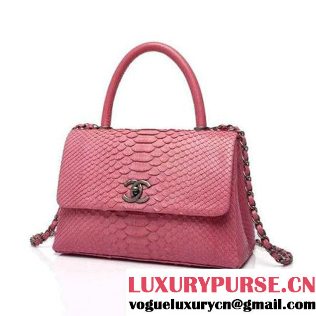 Chanel A93050 Small Python and Lambskin Flap Bag With Handle Pink Pre-SS 2016  (XY-6041244 )