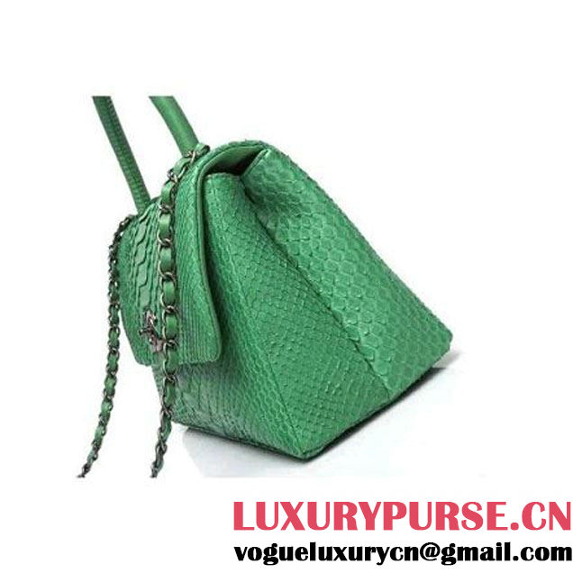 Chanel A93050 Small Python and Lambskin Flap Bag With Handle Green Pre-SS 2016  (XY-6041243 )