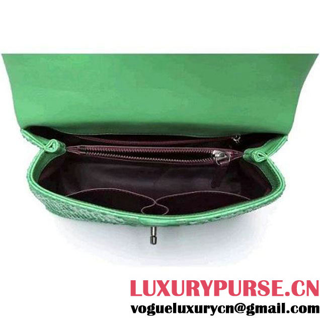 Chanel A93050 Small Python and Lambskin Flap Bag With Handle Green Pre-SS 2016  (XY-6041243 )