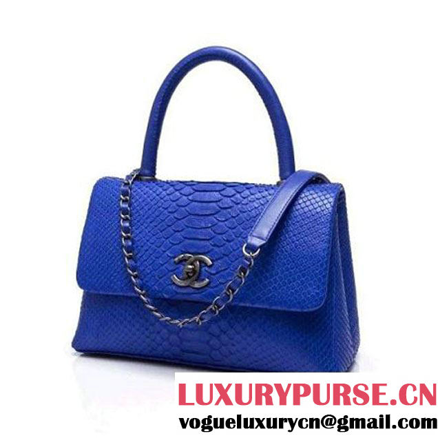 Chanel A93050 Small Python and Lambskin Flap Bag With Handle Royal blue Pre-SS 2016  (XY-6041246 )