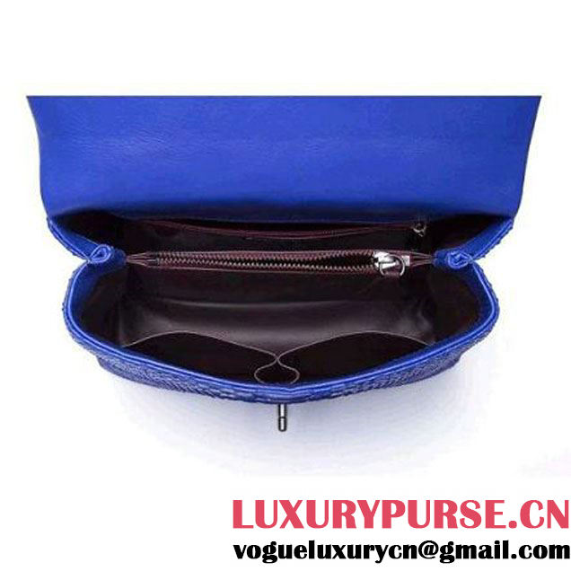 Chanel A93050 Small Python and Lambskin Flap Bag With Handle Royal blue Pre-SS 2016  (XY-6041246 )
