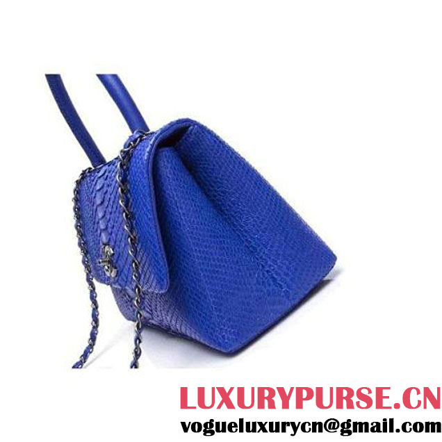 Chanel A93050 Small Python and Lambskin Flap Bag With Handle Royal blue Pre-SS 2016  (XY-6041246 )