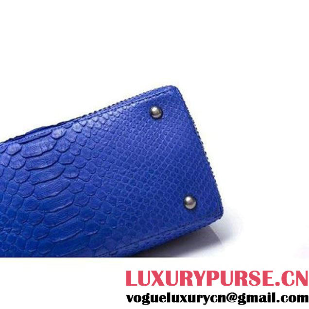 Chanel A93050 Small Python and Lambskin Flap Bag With Handle Royal blue Pre-SS 2016  (XY-6041246 )