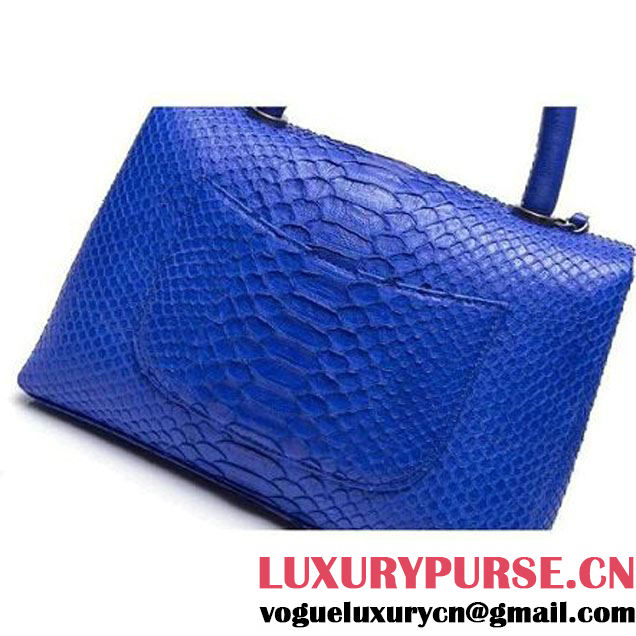 Chanel A93050 Small Python and Lambskin Flap Bag With Handle Royal blue Pre-SS 2016  (XY-6041246 )