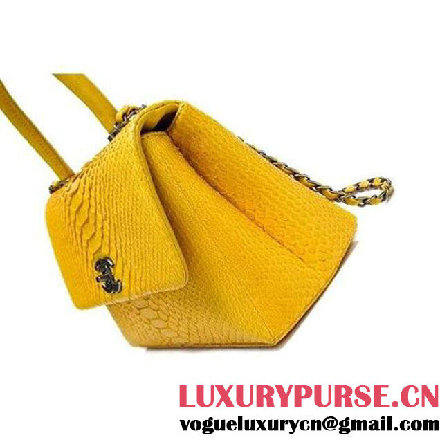 Chanel A93050 Small Python and Lambskin Flap Bag With Handle Ginger Pre-SS 2016  (XY-6041247 )