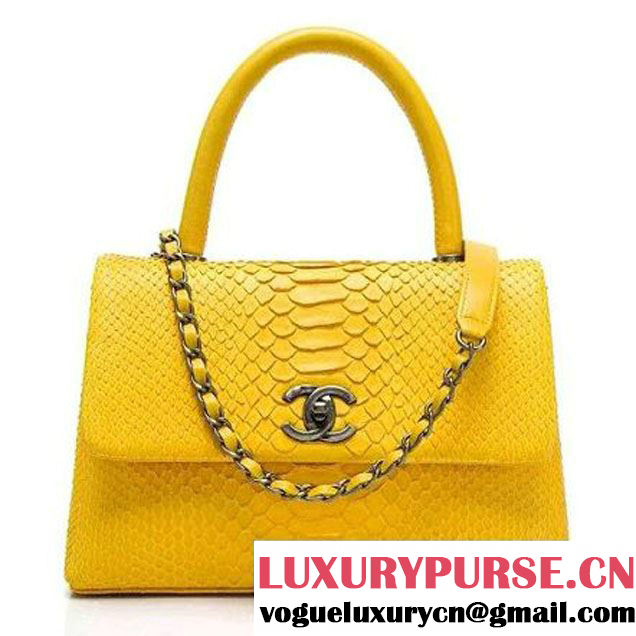 Chanel A93050 Small Python and Lambskin Flap Bag With Handle Ginger Pre-SS 2016  (XY-6041247 )