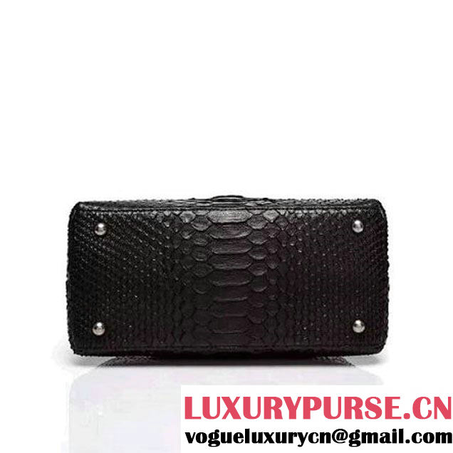Chanel A93050 Small Python and Lambskin Flap Bag With Handle Black Pre-SS 2016  (XY-6041248 )