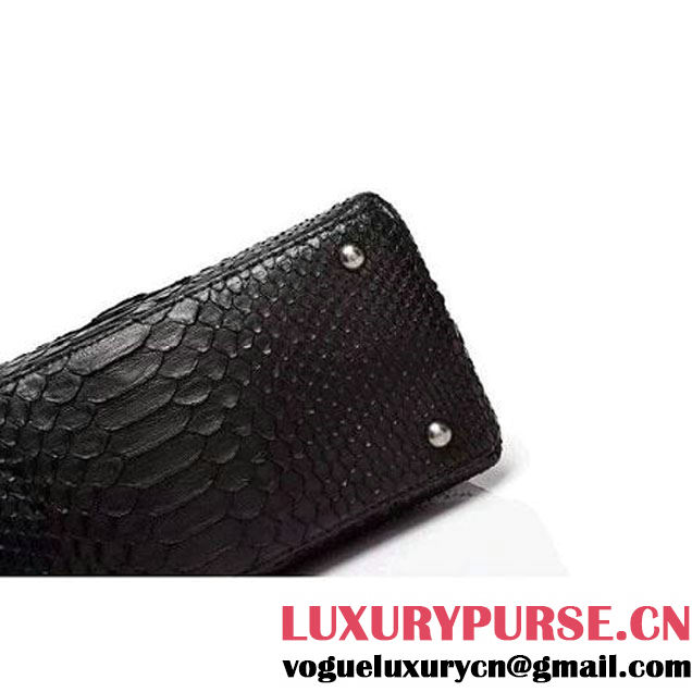 Chanel A93050 Small Python and Lambskin Flap Bag With Handle Black Pre-SS 2016  (XY-6041248 )