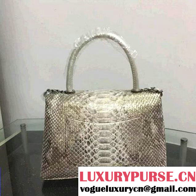 Chanel A93050 Small Python and Lambskin Flap Bag With Handle Silver/Gold Pre-SS 2016  (XY-6041250 )