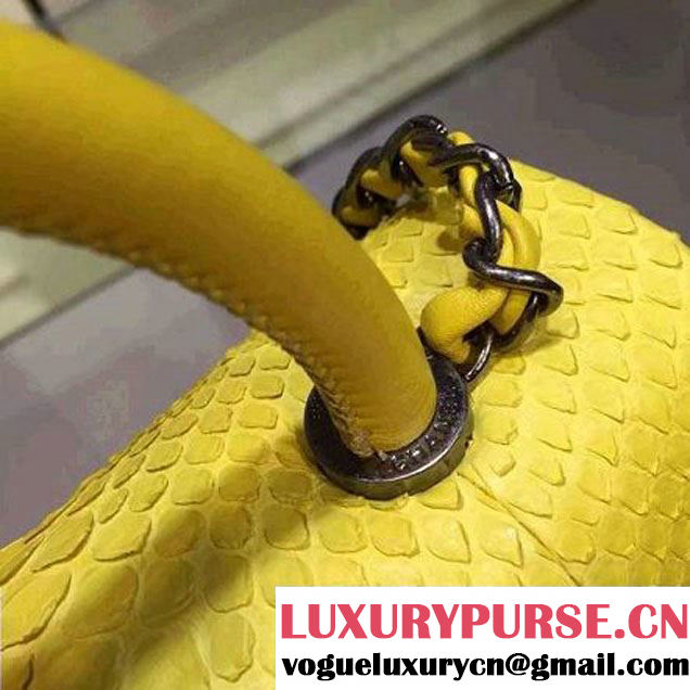 Chanel Python and Lambskin Flap Bag With Handle Yellow Pre-SS 2016  (2a143-6041252 )