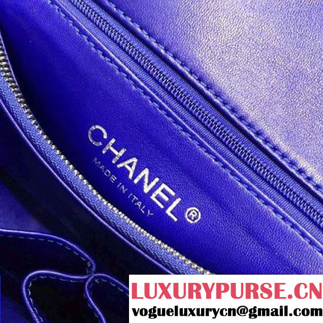 Chanel Python and Lambskin Flap Bag With Handle Royal Blue Pre-SS 2016  (2a143-6041253 )