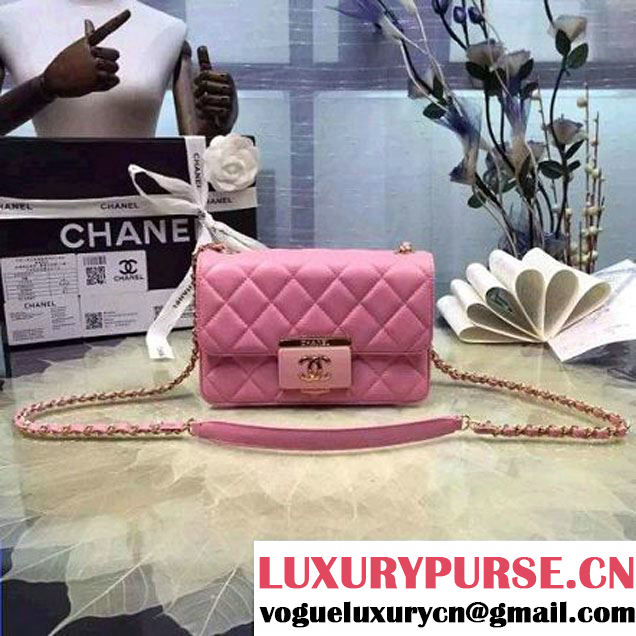 Chanel Small Sheepskin & Resin Flap Bag A93221 Pink Pre-S/S 2016 (2A057-6042101 )