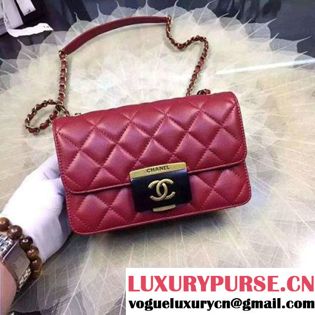 Chanel Small Sheepskin & Resin Flap Bag A93221 Red Pre-S/S 2016 (2A057-6042104 )