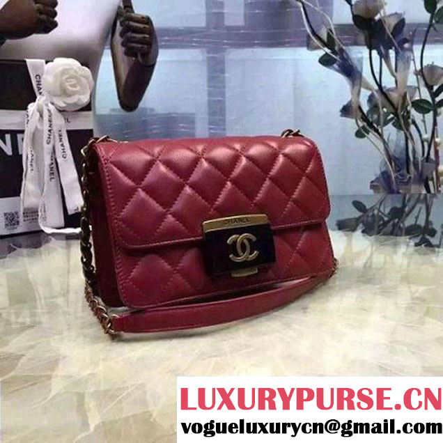 Chanel Small Sheepskin & Resin Flap Bag A93221 Red Pre-S/S 2016 (2A057-6042104 )