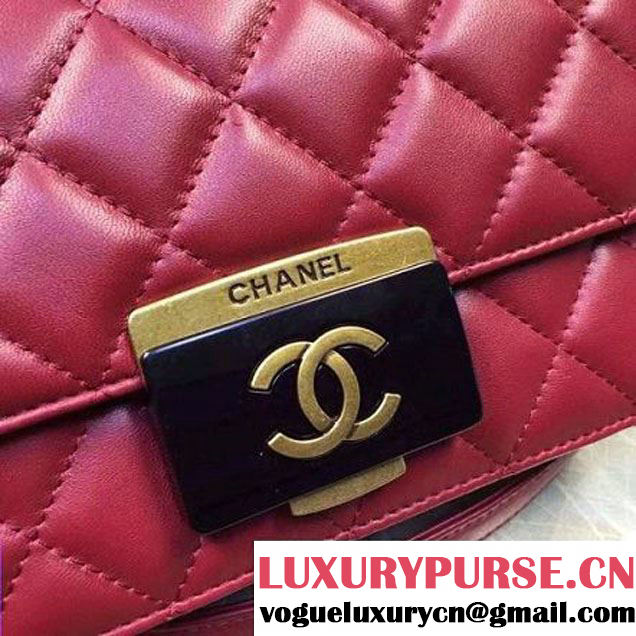 Chanel Small Sheepskin & Resin Flap Bag A93221 Red Pre-S/S 2016 (2A057-6042104 )