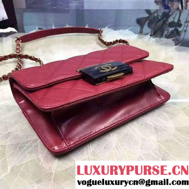 Chanel Small Sheepskin & Resin Flap Bag A93221 Red Pre-S/S 2016 (2A057-6042104 )