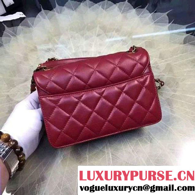 Chanel Small Sheepskin & Resin Flap Bag A93221 Red Pre-S/S 2016 (2A057-6042104 )