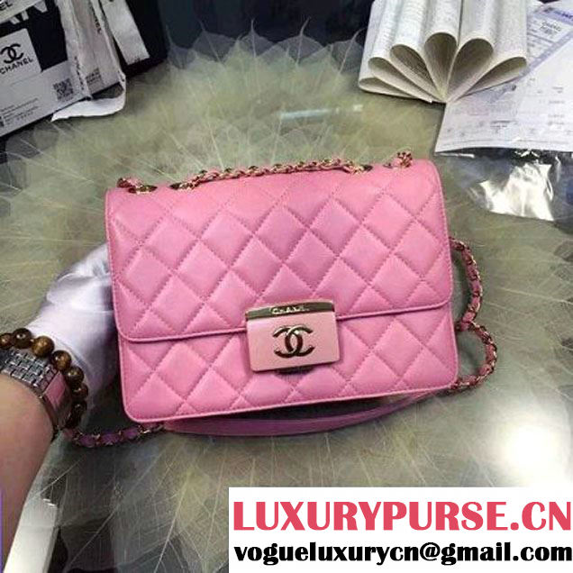 Chanel Medium Sheepskin & Resin Flap Bag A93223 Pink Pre-S/S 2016 (2A057-6042105 )