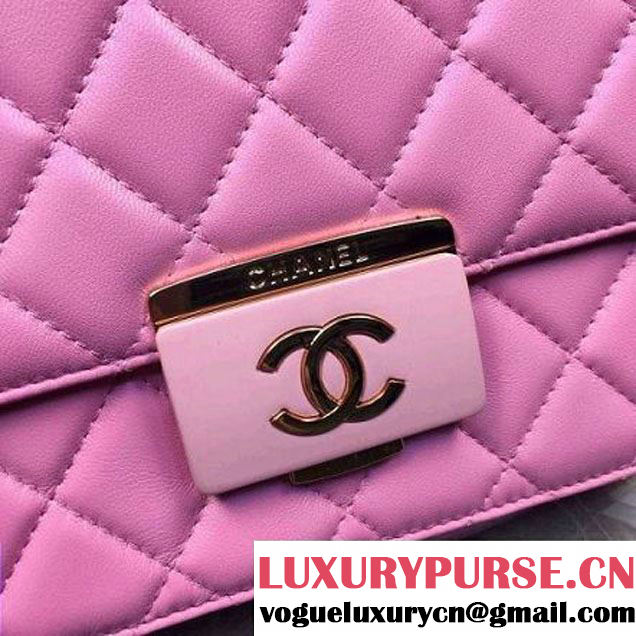 Chanel Medium Sheepskin & Resin Flap Bag A93223 Pink Pre-S/S 2016 (2A057-6042105 )
