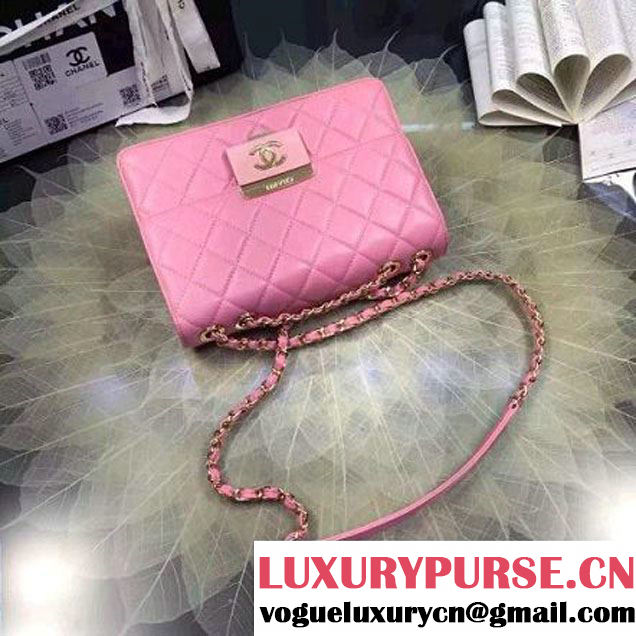 Chanel Medium Sheepskin & Resin Flap Bag A93223 Pink Pre-S/S 2016 (2A057-6042105 )