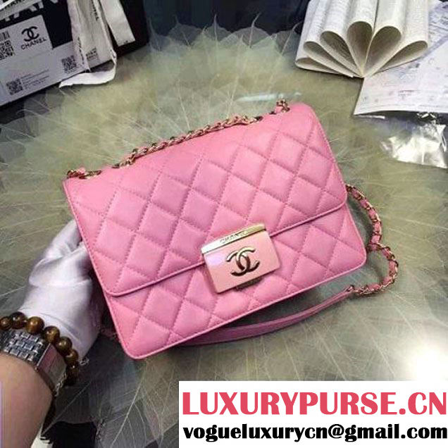 Chanel Medium Sheepskin & Resin Flap Bag A93223 Pink Pre-S/S 2016 (2A057-6042105 )