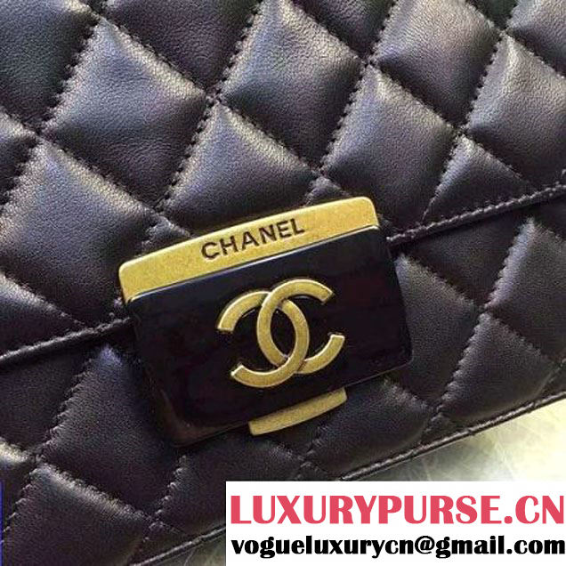 Chanel Medium Sheepskin & Resin Flap Bag A93223 Black Pre-S/S 2016 (2A057-6042106 )