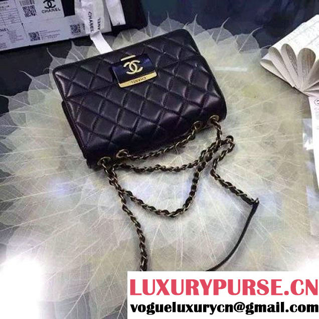 Chanel Medium Sheepskin & Resin Flap Bag A93223 Black Pre-S/S 2016 (2A057-6042106 )