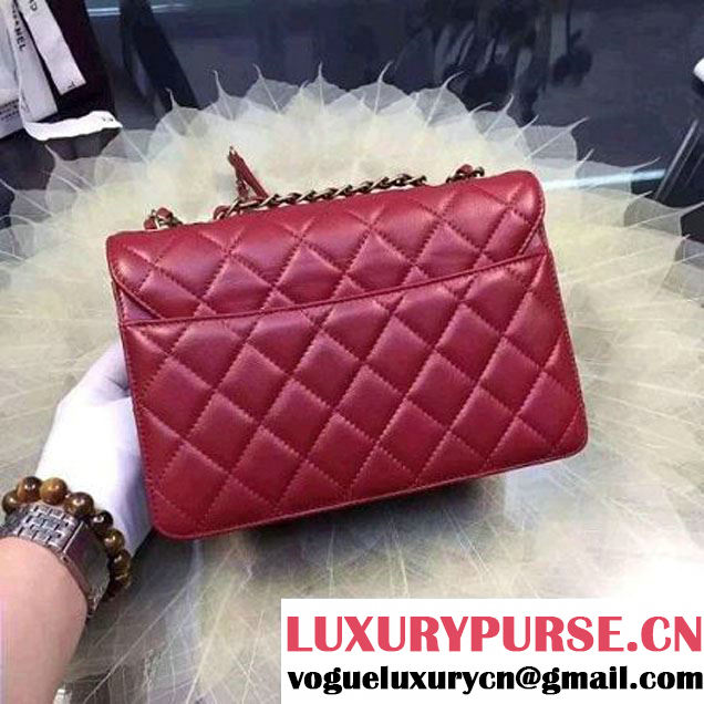 Chanel Medium Sheepskin & Resin Flap Bag A93223 Red Pre-S/S 2016 (2A057-6042107 )
