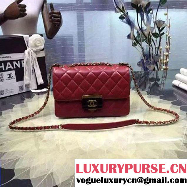 Chanel Medium Sheepskin & Resin Flap Bag A93223 Red Pre-S/S 2016 (2A057-6042107 )