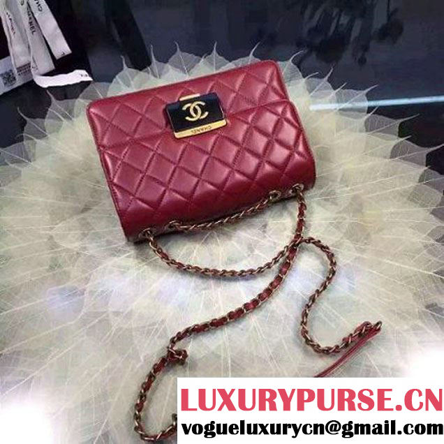 Chanel Medium Sheepskin & Resin Flap Bag A93223 Red Pre-S/S 2016 (2A057-6042107 )