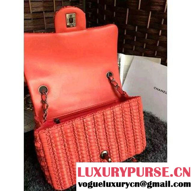 Chanel Crochet Embroidered Lambskin Small Flap Bag Brick Red Cruise 2016  (1A086-6042219 )