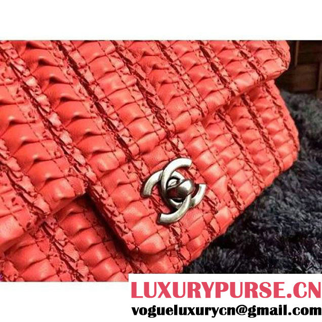 Chanel Crochet Embroidered Lambskin Small Flap Bag Brick Red Cruise 2016  (1A086-6042219 )