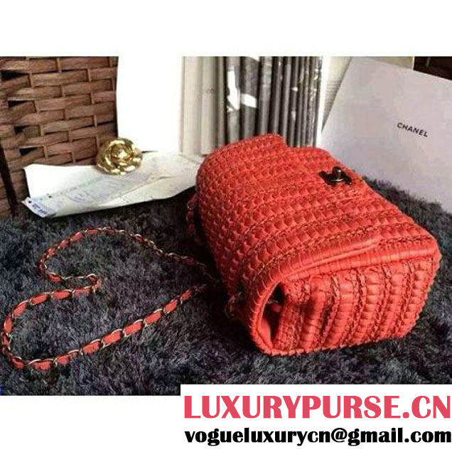 Chanel Crochet Embroidered Lambskin Small Flap Bag Brick Red Cruise 2016  (1A086-6042219 )