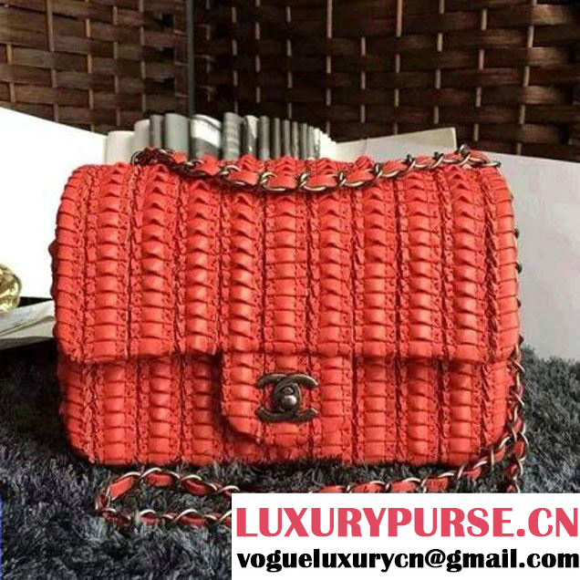 Chanel Crochet Embroidered Lambskin Small Flap Bag Brick Red Cruise 2016  (1A086-6042219 )