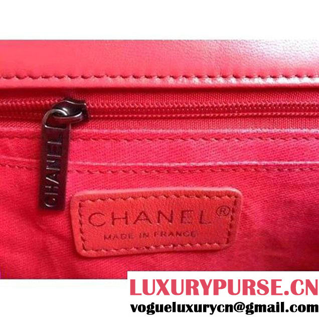 Chanel Crochet Embroidered Lambskin Medium Flap Bag Brick Red Cruise 2016  (1a086-6042220 )