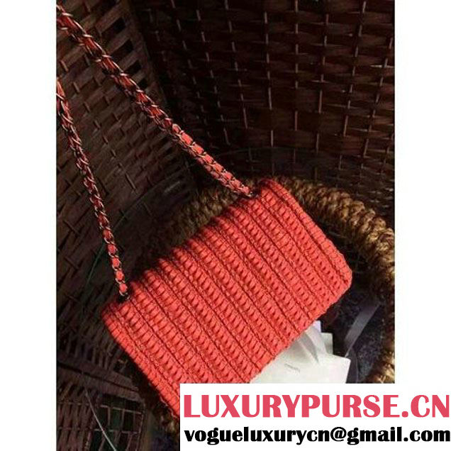Chanel Crochet Embroidered Lambskin Medium Flap Bag Brick Red Cruise 2016  (1a086-6042220 )