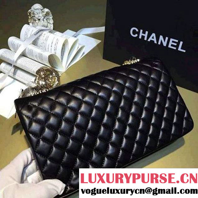 Chanel Black Lambskin Flap Bag Eembellished With Pearl (2A057-6050522 )