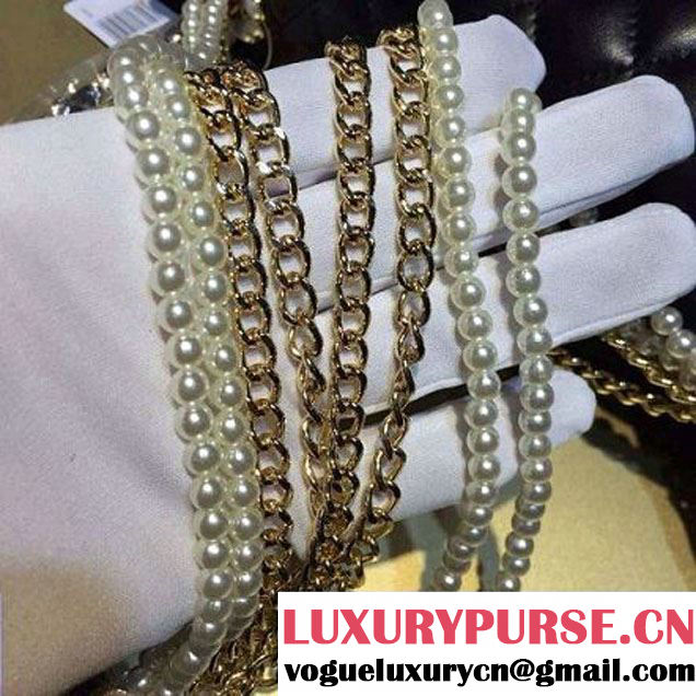 Chanel Black Lambskin Flap Bag Eembellished With Pearl (2A057-6050522 )
