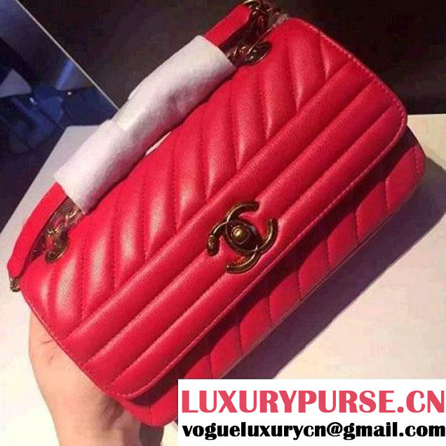 Chanel Small Lambskin Flap Bag A93229 Red Pre-S/S 2016 (2A057-6051320 )